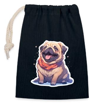 Carlin Carlin Chien Pug Cadeaux Carlin Amoureux du Carlin - Sac cadeau en coton avec cordon (14 x 20 cm) - bleu marine - Devant