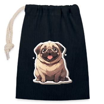 Carlin Carlin Chien Pug Cadeaux Carlin Amoureux du Carlin - Sac cadeau en coton avec cordon (14 x 20 cm) - bleu marine - Devant