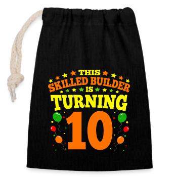 10th birthday Boy Brick Builder 10 Years Old Gifts - Verschließbarer Geschenkbeutel aus Baumwolle (14x20cm) - Schwarz - Vorne