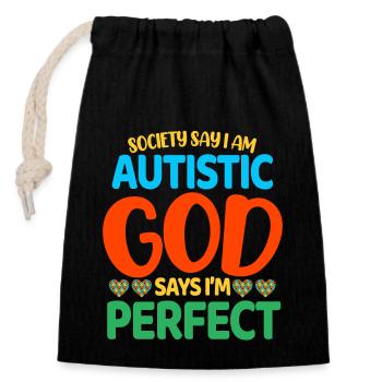 Autism Autistic - Closable cotton gift bag (14x20cm) - black - Front