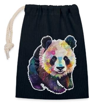 BABY PANDA WATERCOLOR - Closable cotton gift bag (14x20cm) - navy - Front