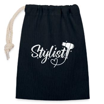 Styliste Coiffeur Profession Coupe de cheveux - Sac cadeau en coton avec cordon (14 x 20 cm) - bleu marine - Devant