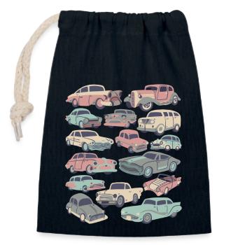 Autos Oldtimer PKW Fahrzeug Automobil Führerschein - Verschließbarer Geschenkbeutel aus Baumwolle (14x20cm) - Navy - Vorne