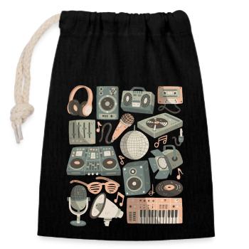 DJ Doodles Club Party Disco Nightlife Clubbing - Closable cotton gift bag (14x20cm) - black - Front