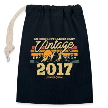 Vintage Geschenk 2017, 6-7 Jahre - Verschließbarer Geschenkbeutel aus Baumwolle (14x20cm) - Navy - Vorne