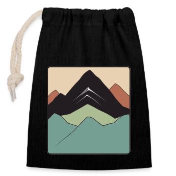 Logo - Landscape with mountain in earth tones - Closable cotton gift bag (14x20cm) - black - Front