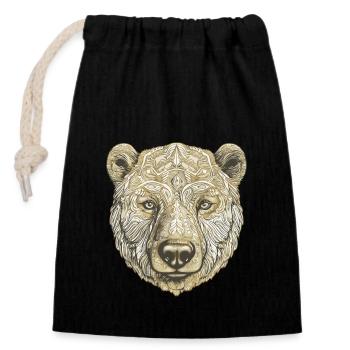 Portrait d’ours polaire Ours polaire - Sac cadeau en coton avec cordon (14 x 20 cm) - noir - Devant