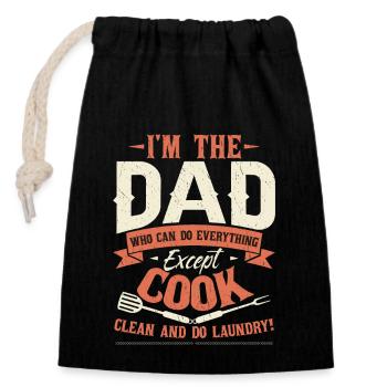 Drôle de père de famille Papa Daddy - Sac cadeau en coton avec cordon (14 x 20 cm) - noir - Devant