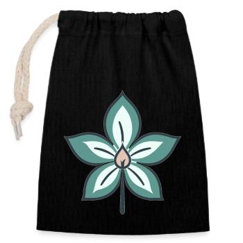 Jasmine Flower Cartoon Style Mint Shades - Closable cotton gift bag (14x20cm) - black - Front