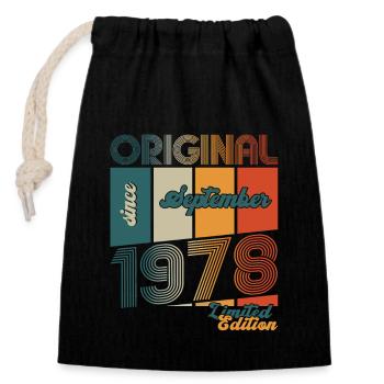 45e anniversaire Original Septembre Année 1978 - Sac cadeau en coton avec cordon (14 x 20 cm) - noir - Devant