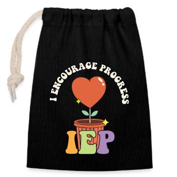 Sped Teacher Appreciation I Encourage Progress - Closable cotton gift bag (14x20cm) - black - Front