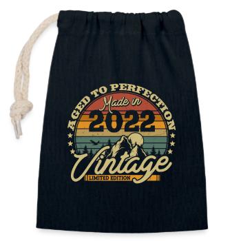 1/2 an cadeau d’anniversaire vintage 2022 - Sac cadeau en coton avec cordon (14 x 20 cm) - bleu marine - Devant