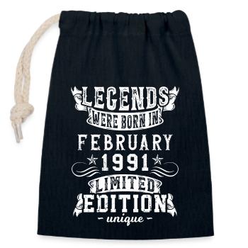 Birthday February 1991 year Limited Edition - Closable cotton gift bag (14x20cm) - navy - Front