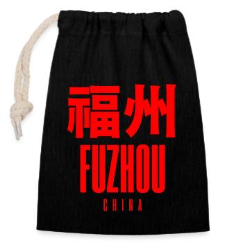 Fuzhou, Chine - Sac cadeau en coton avec cordon (14 x 20 cm) - noir - Devant