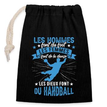 Les Dieux Font Du Handball - Sac cadeau en coton avec cordon (14 x 20 cm) - noir - Devant