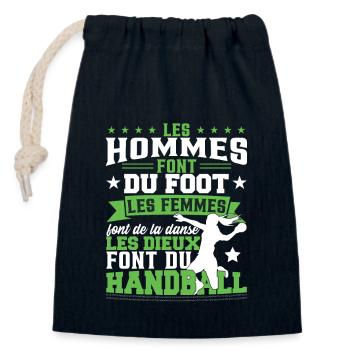 Les Dieux Font Du Handball - Sac cadeau en coton avec cordon (14 x 20 cm) - bleu marine - Devant