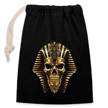 Crâne de pharaon - Sac cadeau en coton avec cordon (14 x 20 cm) - noir - Devant