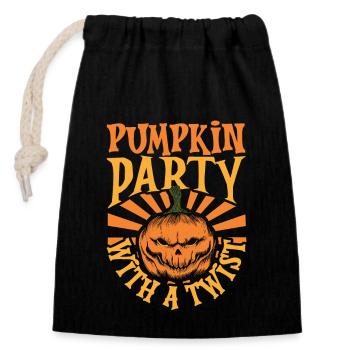Creepy Pumpkin Halloween Costume Autumn Autumn - Closable cotton gift bag (14x20cm) - black - Front