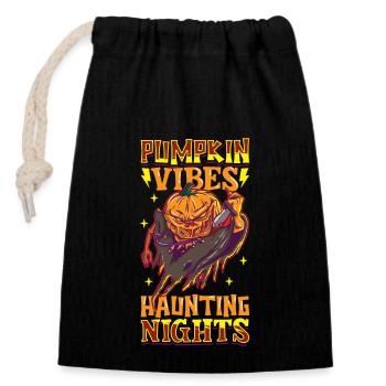 Creepy Pumpkin Halloween Costume Autumn Autumn - Closable cotton gift bag (14x20cm) - black - Front
