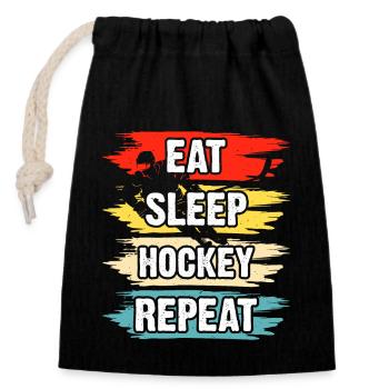 Hockey - Verschließbarer Geschenkbeutel aus Baumwolle (14x20cm) - Schwarz - Vorne
