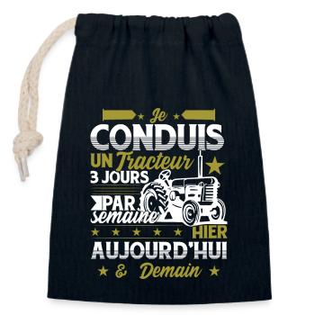 Fermier Cadeau Paysan - Sac cadeau en coton avec cordon (14 x 20 cm) - bleu marine - Devant