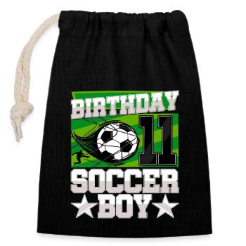 11th birthday Boy Soccer 11 Years Old Gifts - Closable cotton gift bag (14x20cm) - black - Front