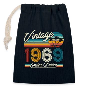 Vintage 1969 Gift 54/55 Years - Closable cotton gift bag (14x20cm) - navy - Front