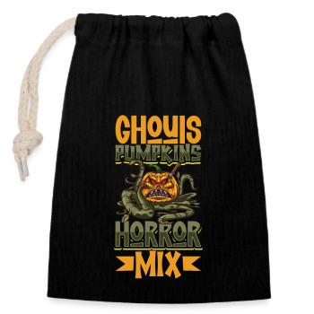 Creepy Pumpkin Halloween Costume Autumn Autumn - Closable cotton gift bag (14x20cm) - black - Front