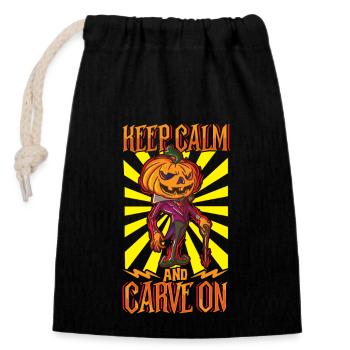 Creepy Pumpkin Halloween Costume Autumn Autumn - Closable cotton gift bag (14x20cm) - black - Front