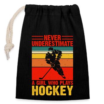 Hockey Eishockey Hockey sur glace - Sac cadeau en coton avec cordon (14 x 20 cm) - noir - Devant