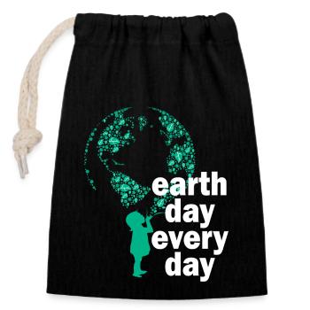 Earth Day Everyday Environmental Awareness - Closable cotton gift bag (14x20cm) - black - Front