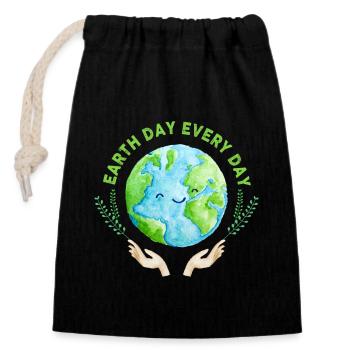 Earth Day Everyday Environmental Awareness - Closable cotton gift bag (14x20cm) - black - Front