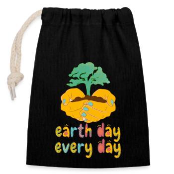 Earth Day Everyday Environmental Awareness - Closable cotton gift bag (14x20cm) - black - Front
