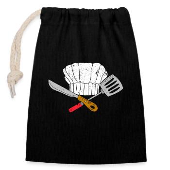 Kochmütze Kulinarische Sous-Küche Küche Chefkoch - Verschließbarer Geschenkbeutel aus Baumwolle (14x20cm) - Schwarz - Vorne
