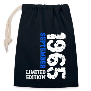 1965 September Limited Edition 58th Birthday Deco - Closable cotton gift bag (14x20cm) - navy - Front