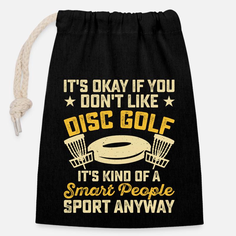 Discgolf Disc Golf - Verschließbarer Geschenkbeutel aus Baumwolle (14x20cm) - Schwarz