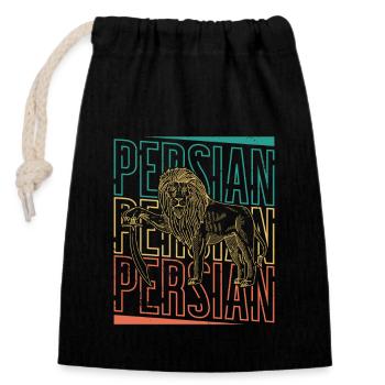 Persia Iran History Lion Iran Gift - Closable cotton gift bag (14x20cm) - black - Front