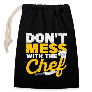 Don't Mess With The Chef Cooking Lovers Cook Fan - Closable cotton gift bag (14x20cm) - black - Front