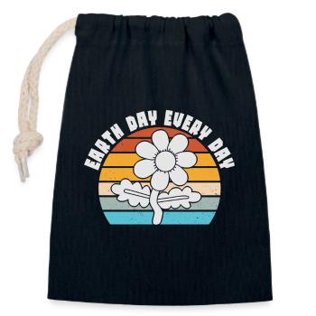 Earth Day Everyday Environmental Awareness - Closable cotton gift bag (14x20cm) - navy - Front