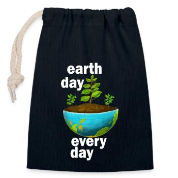 Earth Day Everyday Environmental Awareness - Closable cotton gift bag (14x20cm) - navy - Front