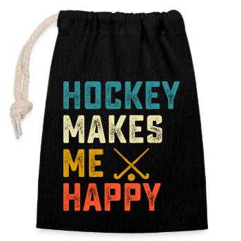 Hockey Eishockey Hockey sur glace - Sac cadeau en coton avec cordon (14 x 20 cm) - noir - Devant