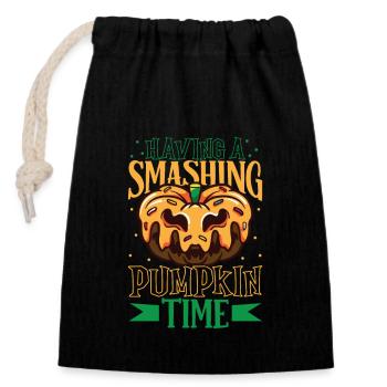 Creepy Pumpkin Halloween Costume Autumn Autumn - Closable cotton gift bag (14x20cm) - black - Front