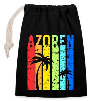 Azoren Portugal Atlantik Insel Idee - Verschließbarer Geschenkbeutel aus Baumwolle (14x20cm) - Schwarz - Vorne