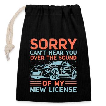 Driving License Passed New Driver Permit Driving S - Closable cotton gift bag (14x20cm) - black - Front