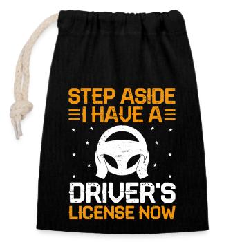 Driving License Passed New Driver Permit Driving S - Closable cotton gift bag (14x20cm) - black - Front