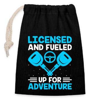 Driving License Passed New Driver Permit Driving S - Closable cotton gift bag (14x20cm) - black - Front