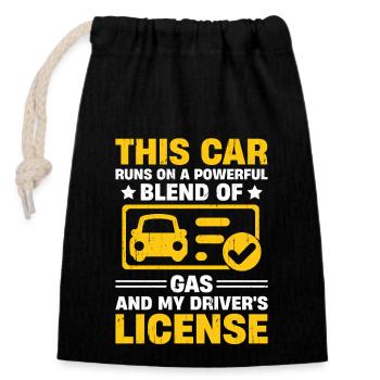 Driving License Passed New Driver Permit Driving S - Closable cotton gift bag (14x20cm) - black - Front