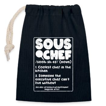 Sous Chef Definition Funny Cooking Term Chef - Closable cotton gift bag (14x20cm) - navy - Front