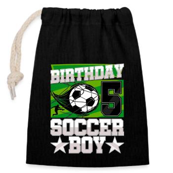5th birthday Boy Soccer 5 Years Old Gifts - Verschließbarer Geschenkbeutel aus Baumwolle (14x20cm) - Schwarz - Vorne