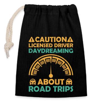 Driving License Passed New Driver Permit Driving S - Closable cotton gift bag (14x20cm) - black - Front